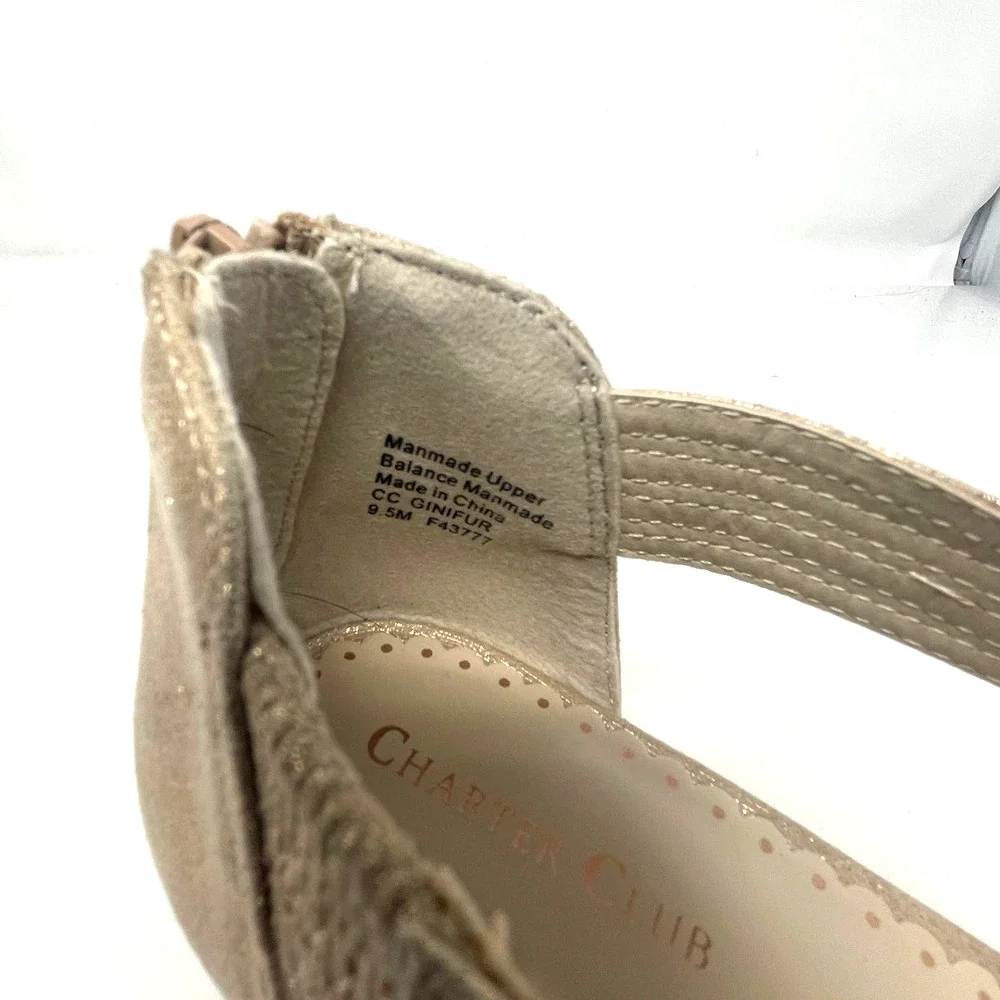 Charter Club Ginifur Rhinestone Wedge Sandals in Rose Gold Size 9.5 M New - Picture 10 of 11